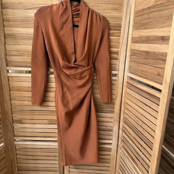 House of CB Francesca Wrap Plunge Bodycon Midi Dress Size S - Picture 4 of 6